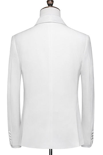 Blanc 3 pièces châle revers costumes de mariage pour hommes